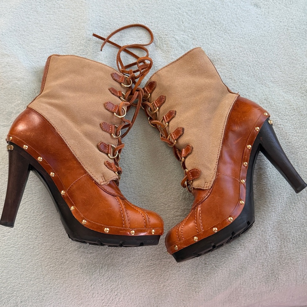 KORS Michael Kors Brown and Tan Lace Up Boots - Picture 7 of 14